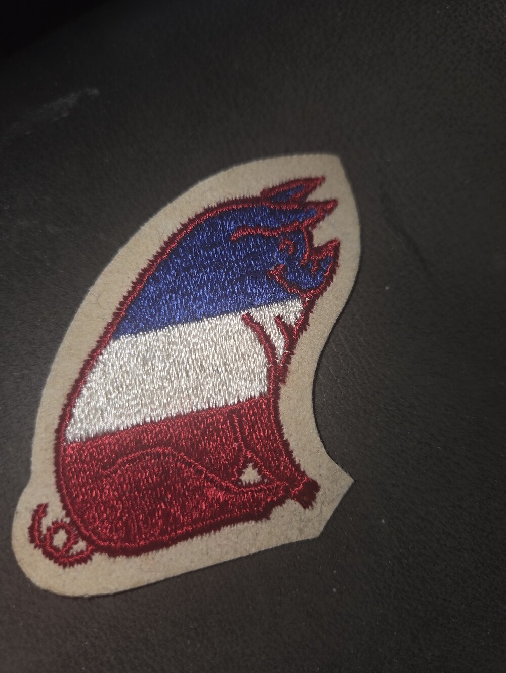 Patriotic Pig Patch Red White Blue Hog Tricolor Embroidered Sew On Patch